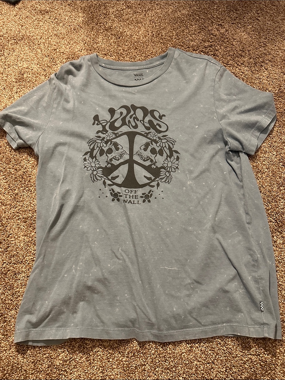 Vans Blue Acid Wash Peace Graphic Tee - XL